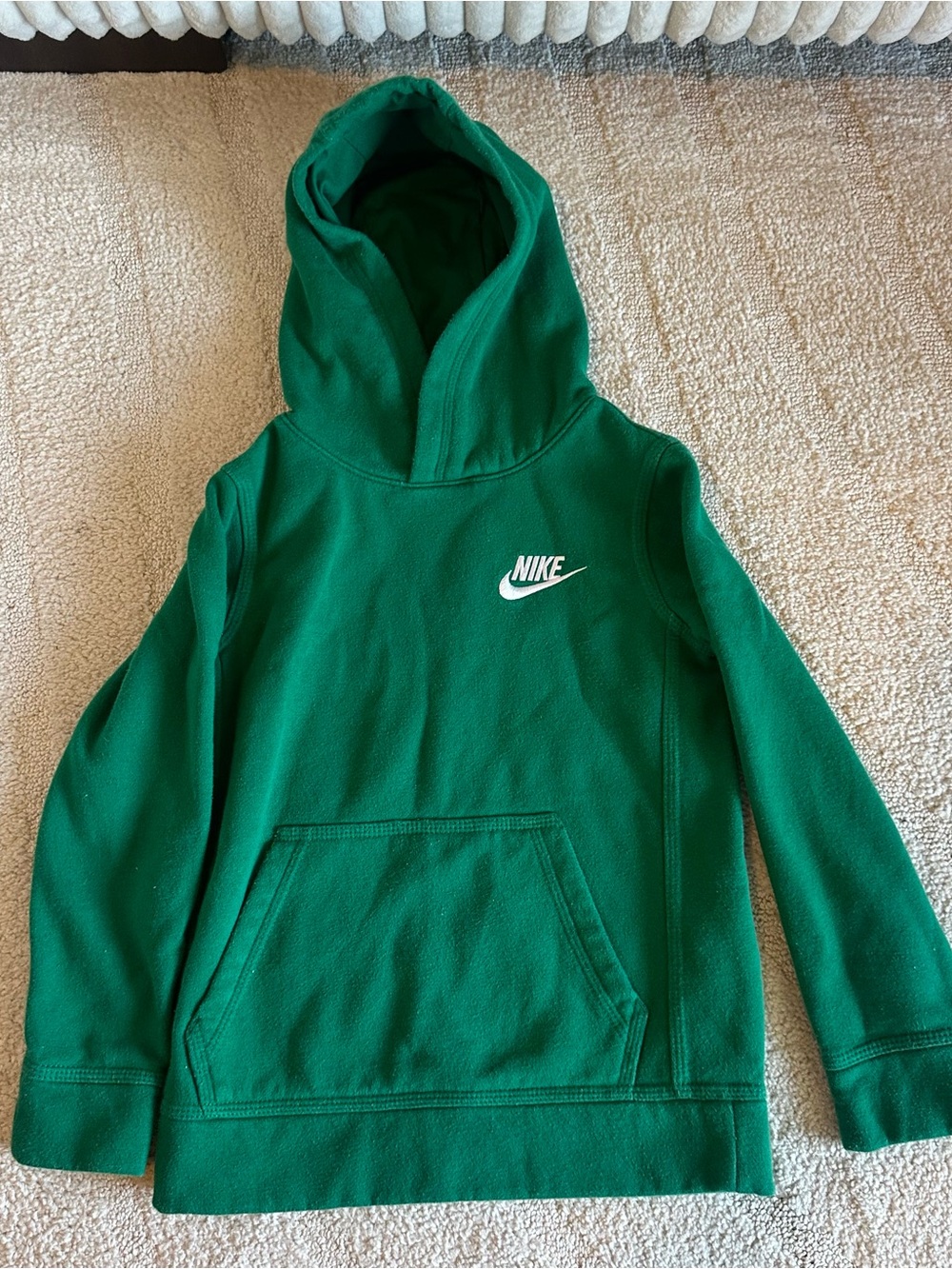 Nike Kids Green Hooded Sweatshirt with White Logo
